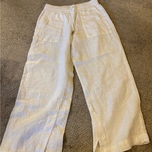 Athleta Linen White Wide Leg Pants